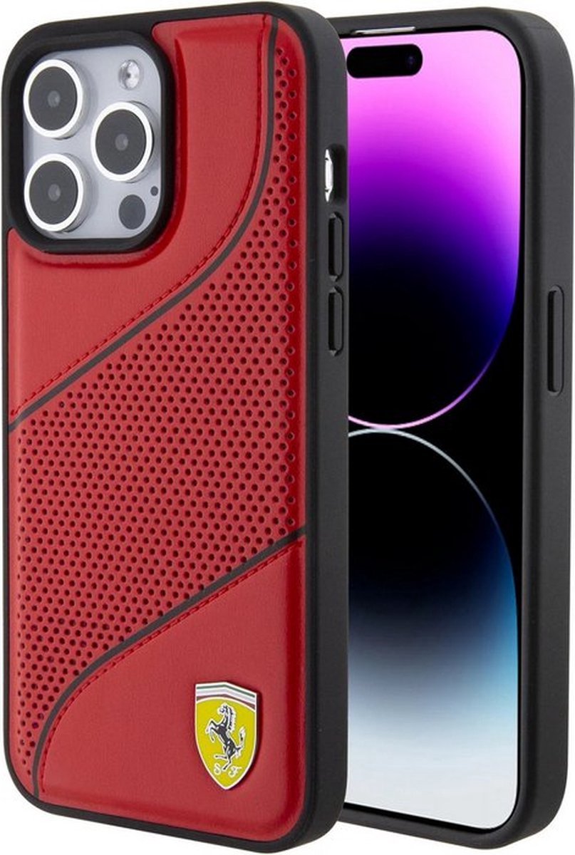 Ferrari Perforated Waves Back Case - Geschikt voor Apple iPhone 15 Pro (6.1") - Rood
