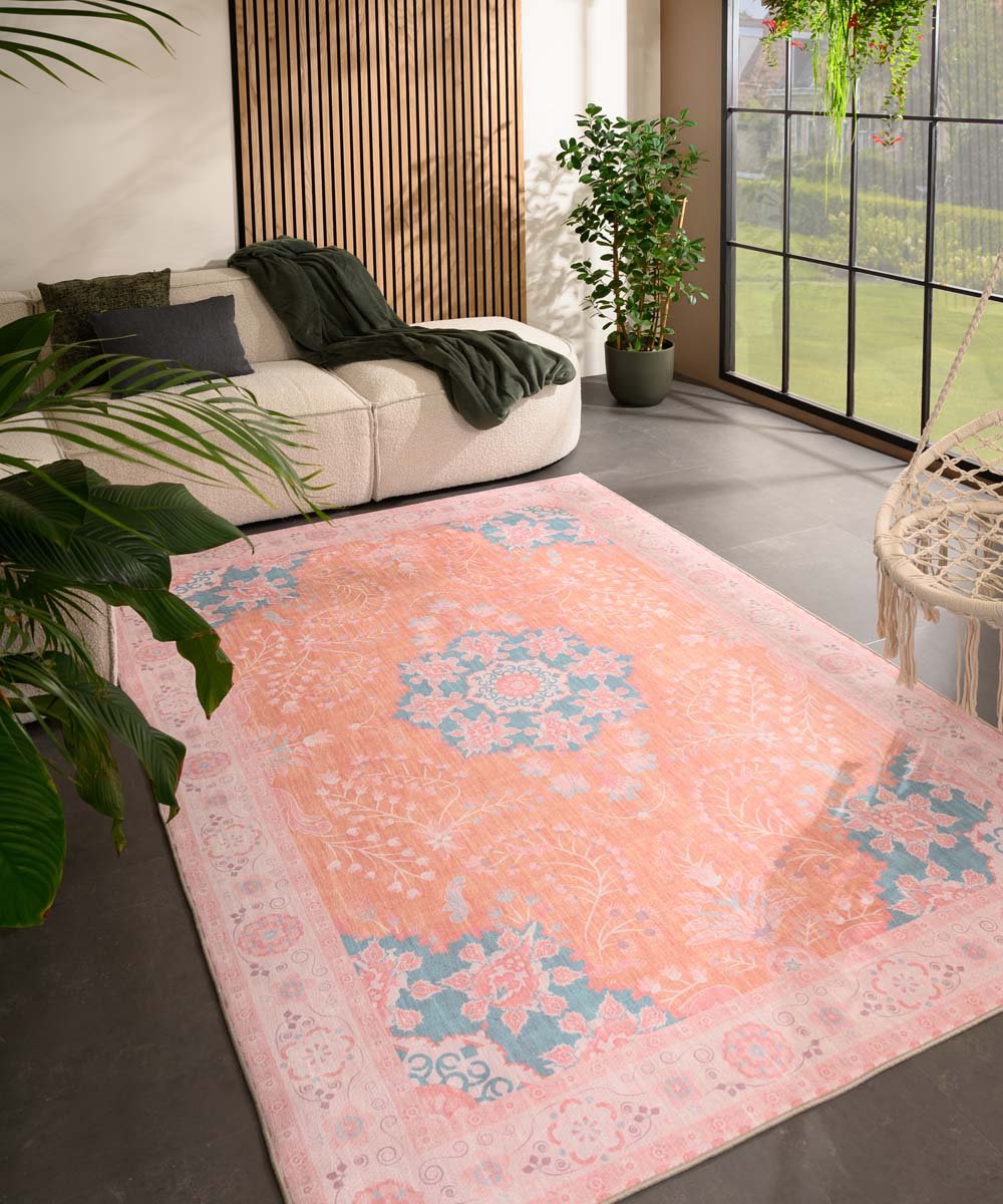 Vintage buitenkleed - Valenca Luna terra/roze 230x330