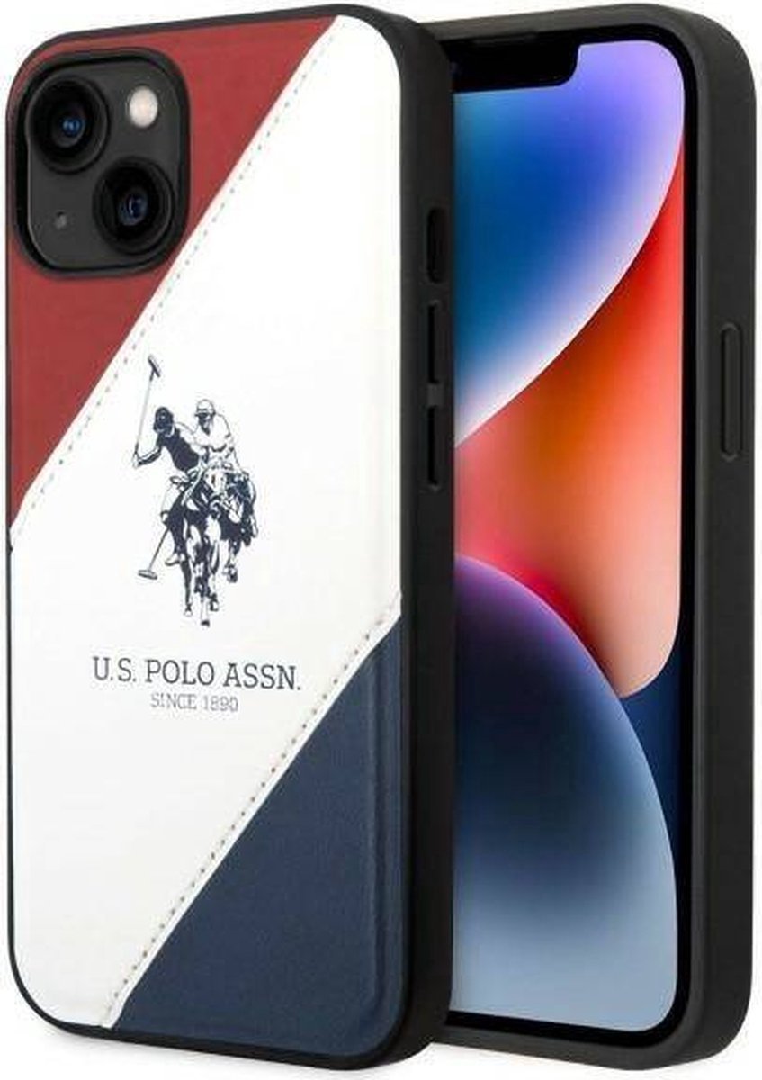 U.S. Polo Double Horse Back Cover - Geschikt voor Apple iPhone 14 Plus (6.7") - Wit/Rood/Blauw