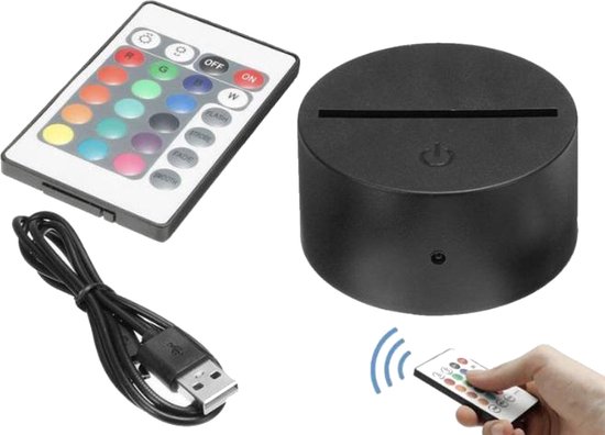 Lumiasfer - Duo Nachtlamp 'Katten op maan' - Sfeerlamp - LED lamp - 3D Illusion - 7 kleuren en 4 effecten van Lumi. — afbeelding 3