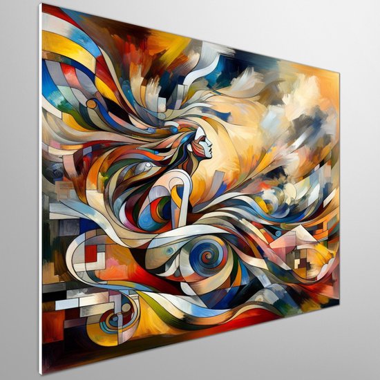 Olieverf picasso schilderij | Abstracte reflecties van elegantie: Picasso's olieverf meesterwerk in beeld | Kunst - 60x60 centimeter op Forex | Foto op Forex