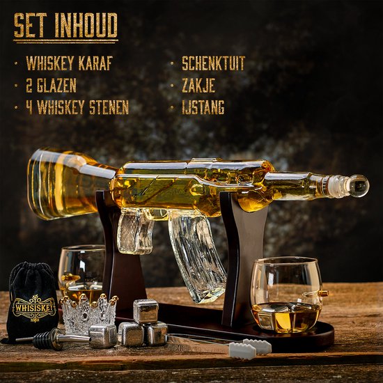 WHISISKEY Carafe Whisky 900ML Avec 2 Verres Et Pierres - Coffret Cadeau Luxueux Homme