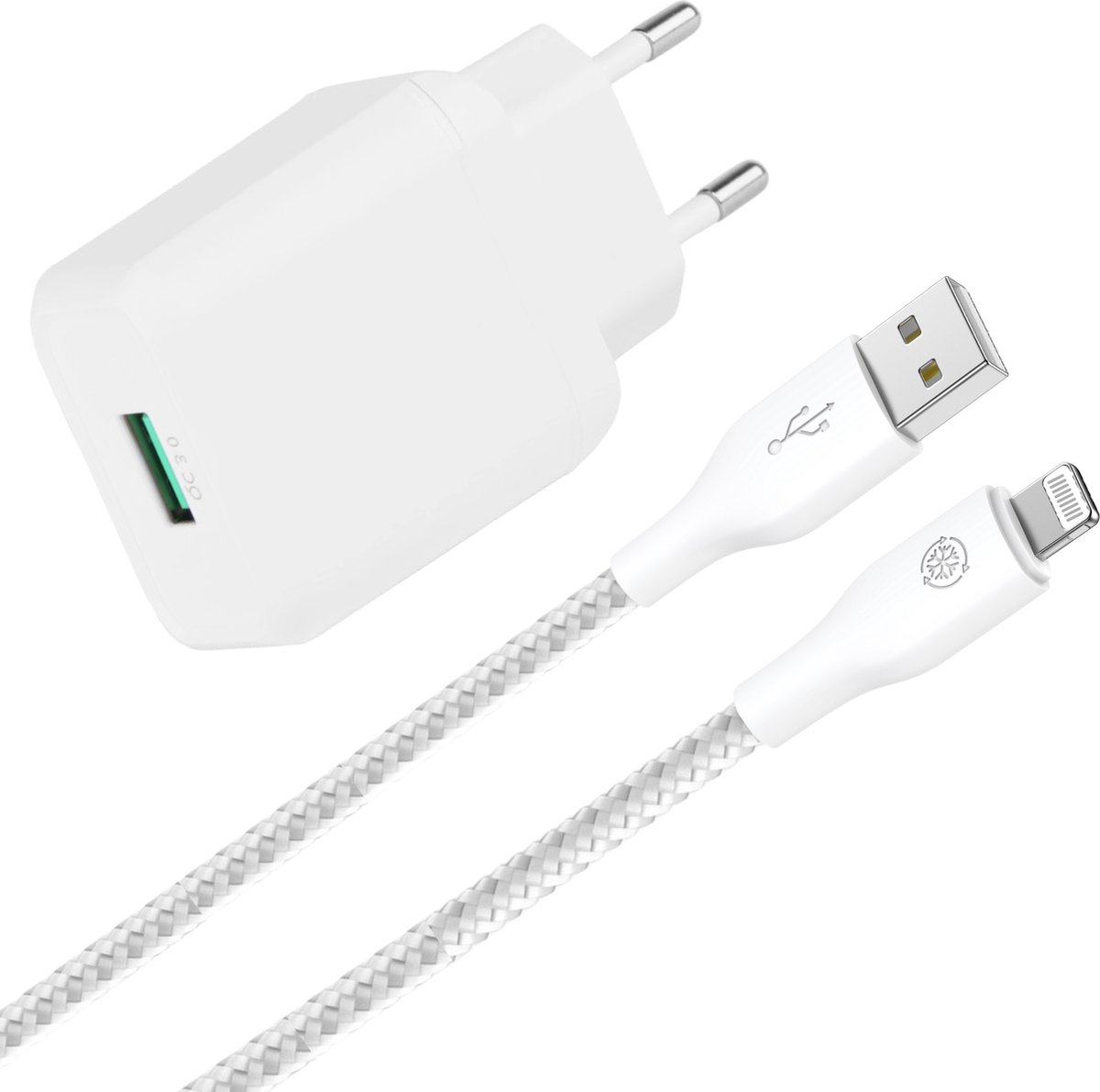 Oplaadstekker met geschikt voor iPhone Kabel - Lightning naar USB Kabel 2 Meter