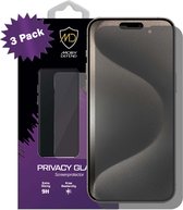 Paquet de 3 Protecteurs d'écran MobyDefend iPhone 15 Pro - Économiseurs d'écran en verre de confidentialité HD - Protecteurs d'écran - Plaques de verre adaptées à iPhone 15 Pro