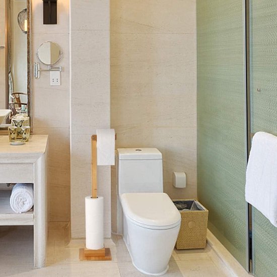 Toiletpapierhouder bamboe toiletpapierhouder voor de spoelbak, dubbele
