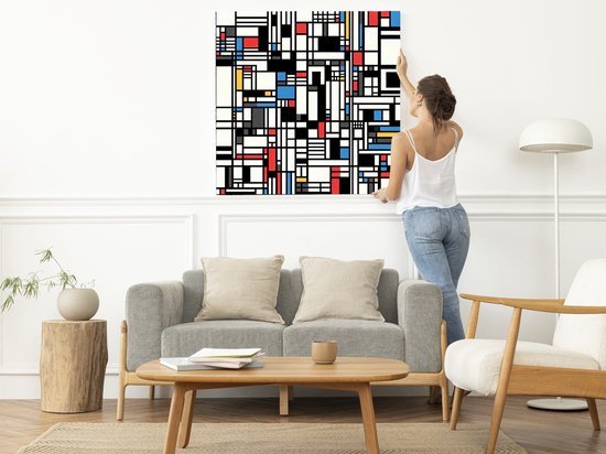 Doodle mondriaan schilderij | Abstracte geometrie: een moderne interpretatie van Mondriaan's meesterwerkapgollyDoodle mondriaan Artwork | Kunst - 30x30 centimeter op Canvas | Foto op Canvas