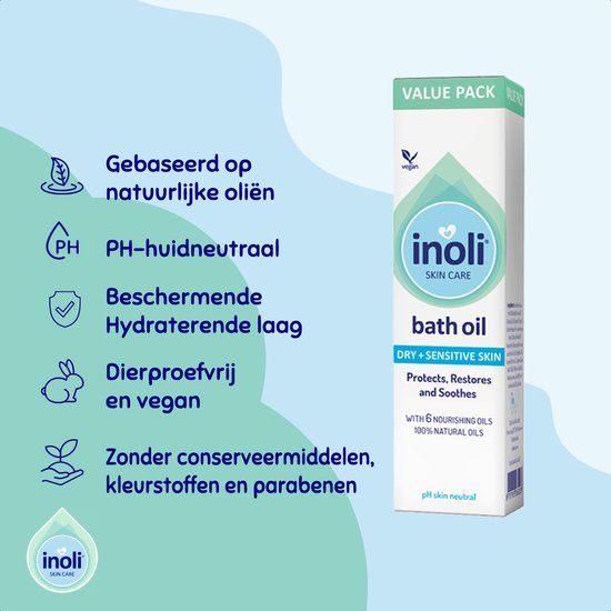 Inoli Skincare - Inoli Badolie voor Droge en Gevoelige Huid - Babybenodigdheden - 200ml van Inoli — afbeelding 3