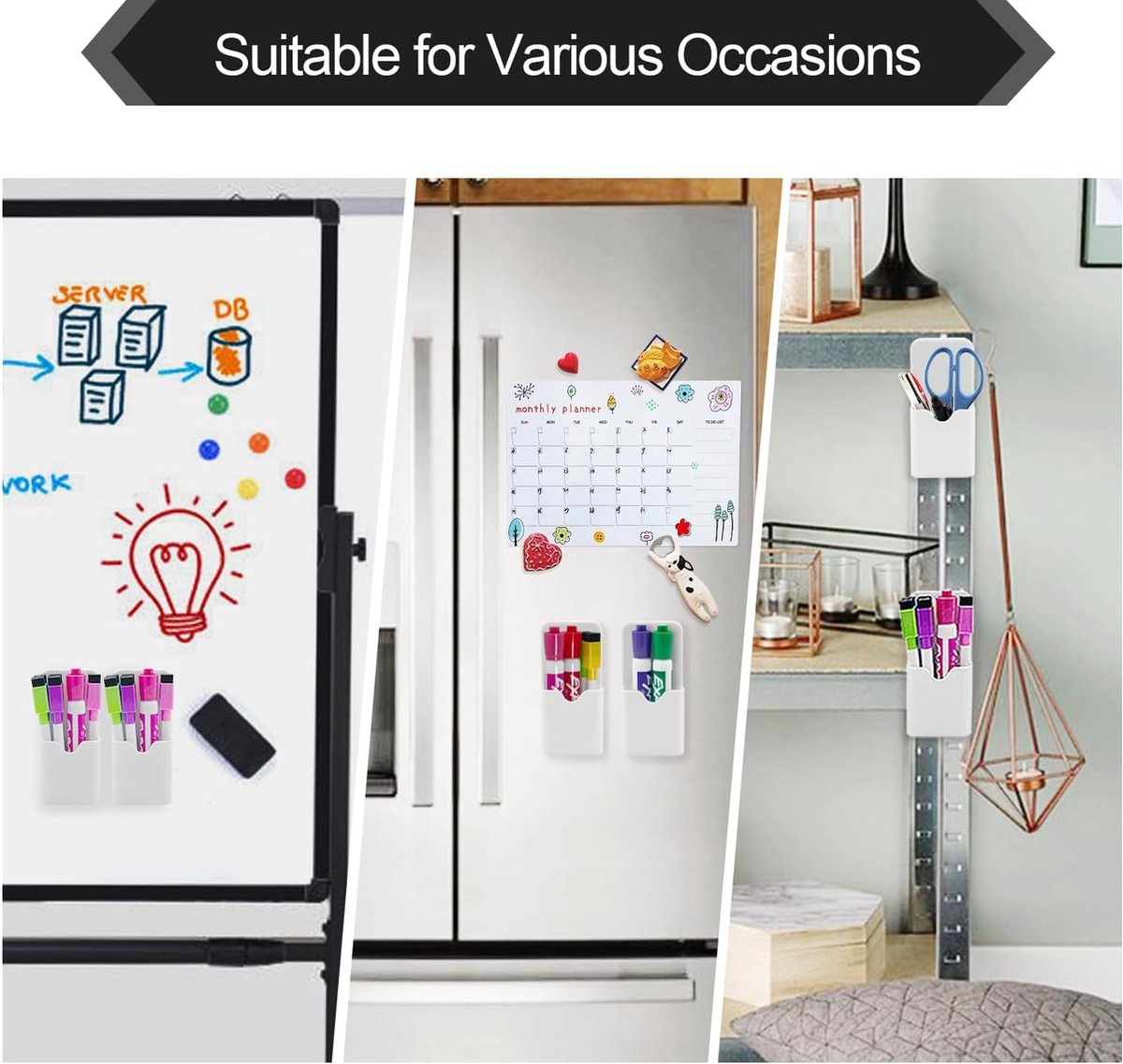 YUOKI99 Magnetische manden -3 stuks Mesh Organizer en houder op wit bord voor droog wissen markers of in locker-magneet planken op koelkast - pennenhouder of bureau opslag YUOKI99 Magnetische manden -3 stuks Mesh Organizer en houder op wit bord voor droog wissen markers of in locker-magneet planken op koelkast - pennenhouder of bureau opslag