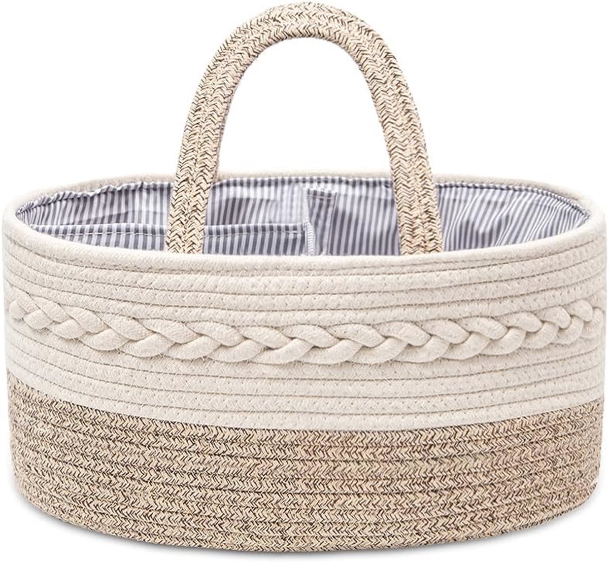 Draagbare Katoenen Luiertas Organizer - Multifunctionele Mand met Verwisselbare Compartimenten voor Babyverzorging
