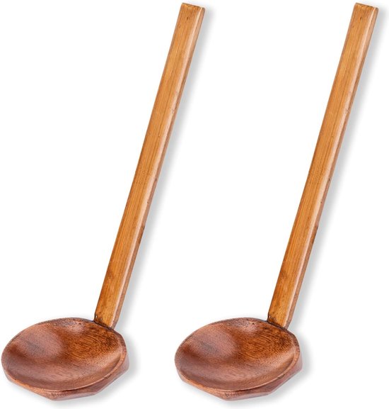 Set van 2 lange houten lepels voor de keuken Set van 2 lange houten lepels voor de keuken