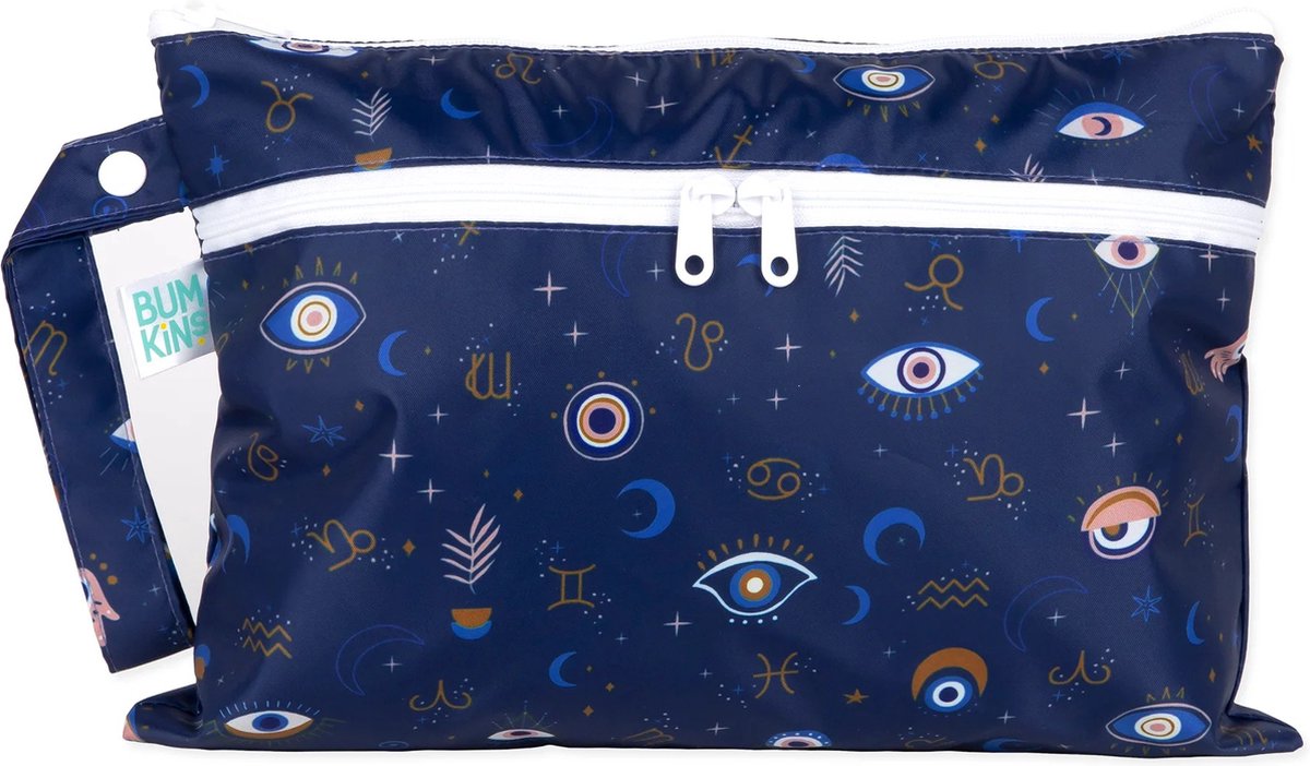 Bumkins - Wet / Dry Clutch | met 2 Vakken - Waterdichte Luierzak & Waszak - Wetbag voor Nat en Droog - Evil Eye