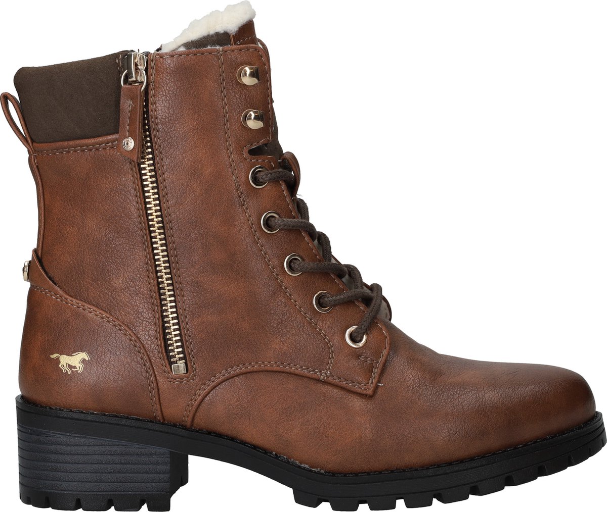 Mustang dames veterboot - Cognac - Maat 37