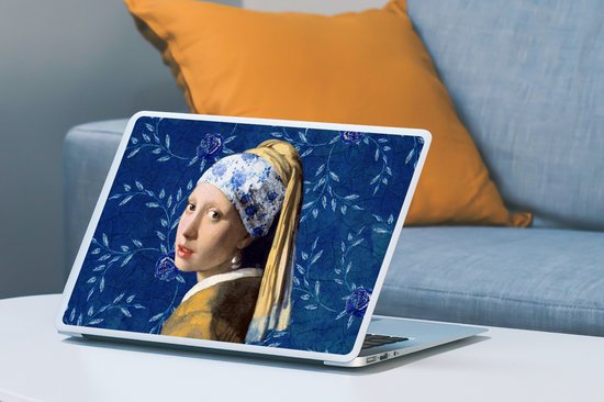 Sticker ordinateur portable - 15,6 pouces - Fille à la perle - Vermeer - Blauw de Delft