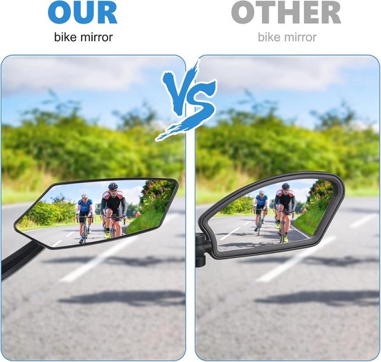 Diyife Fietsspiegels 2 Stuks - Verlengde Armen, Extra Groot Glas, 360° Draaibaar