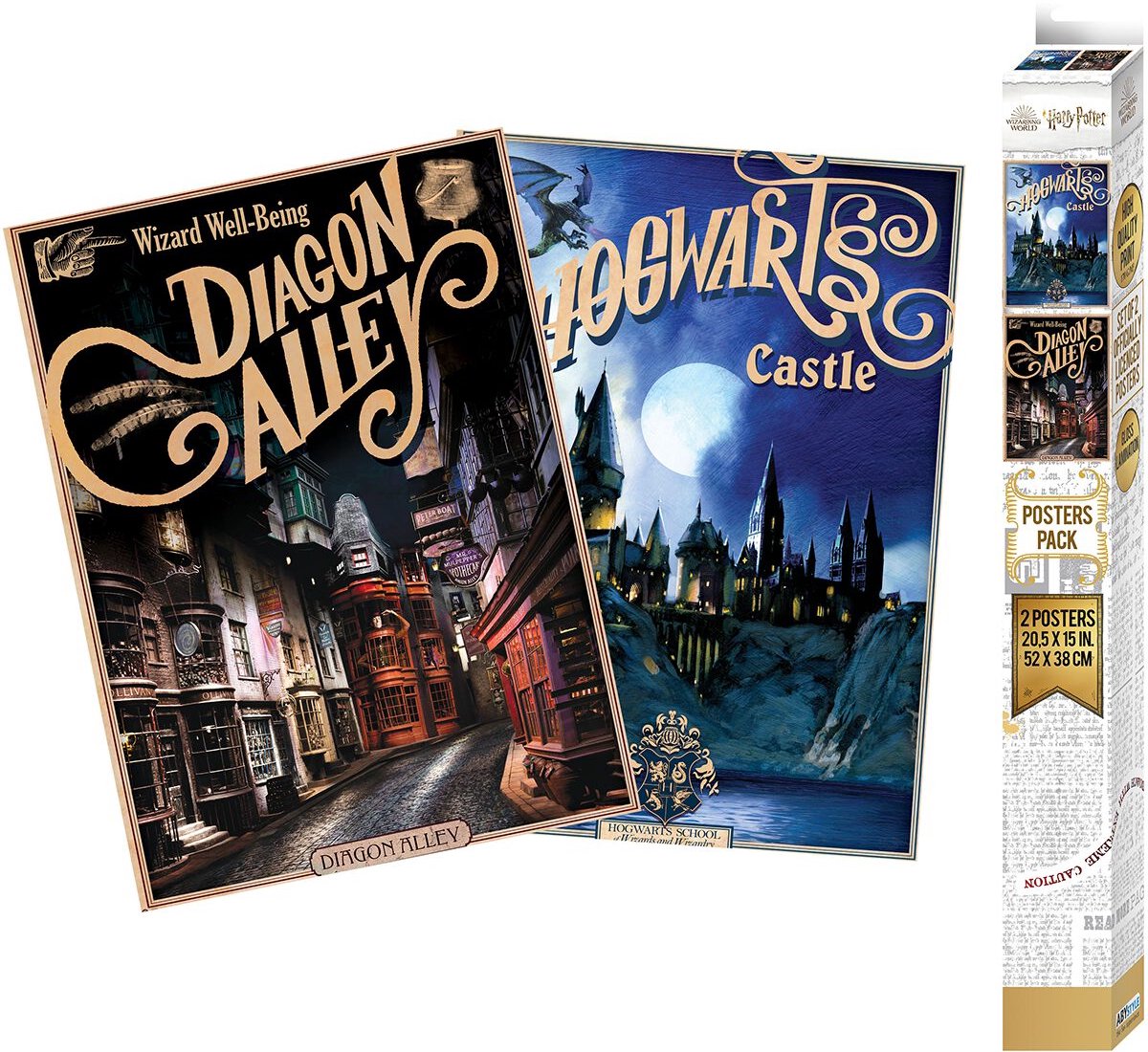 Harry Potter Retro Hogwarts und Diagon - Poster 2er Set Chibi Design Unisex Poster - meerkleurig - Standard multicolor