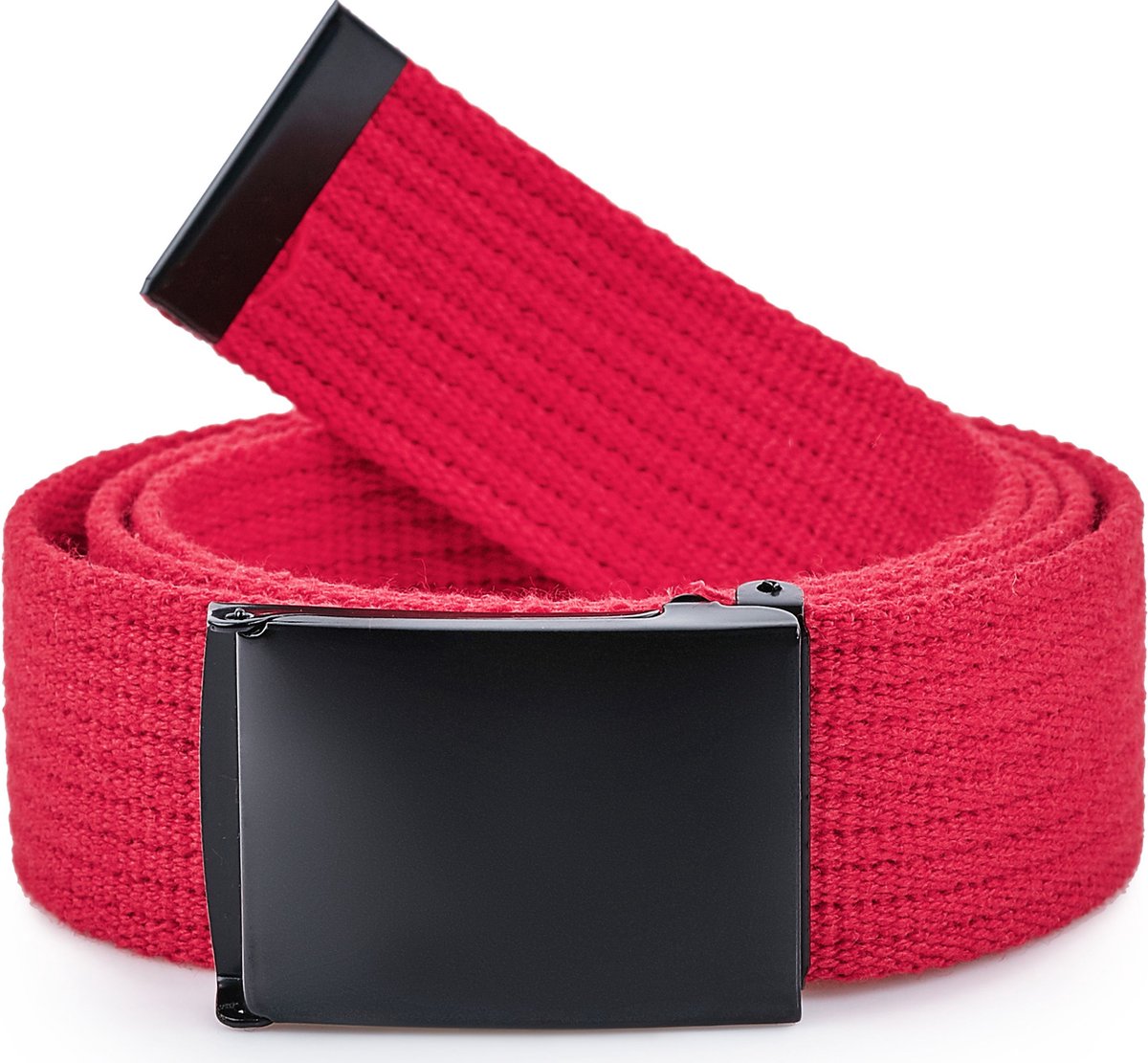 Ladeheid Herenriem - Riem - Broekriem - Verstelbaar - Katoen - LA-EL-P10 - Rood-Zwart - 120 cm