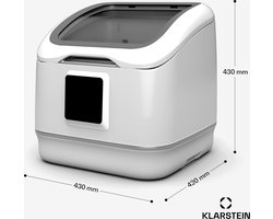 Klarstein SilentScrub tafelmodel vaatwasser - compacte en draagbare tafelmodel vaatwasser voor 3 couverts, 7 programma's en digitaal touchscreen - stille werking met 55 dB