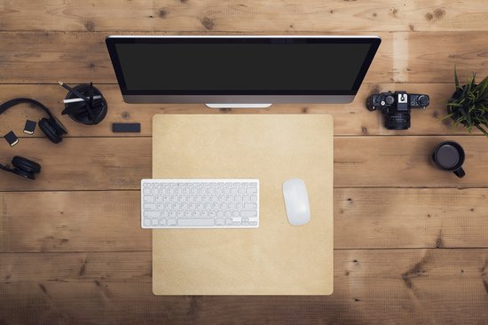 Tapis de souris XXL - Sous-main - Tapis de bureau - Cuir - Structure - Aspect cuir - Beige - 50x50 cm - Tapis de souris XXL