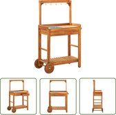 Bol.com The Living Store Keukentrolley Acaciahout - Serveerwagen met lade - plank en 9 haken - Afmetingen- 92 x 43.5 x 141.5 cm aanbieding