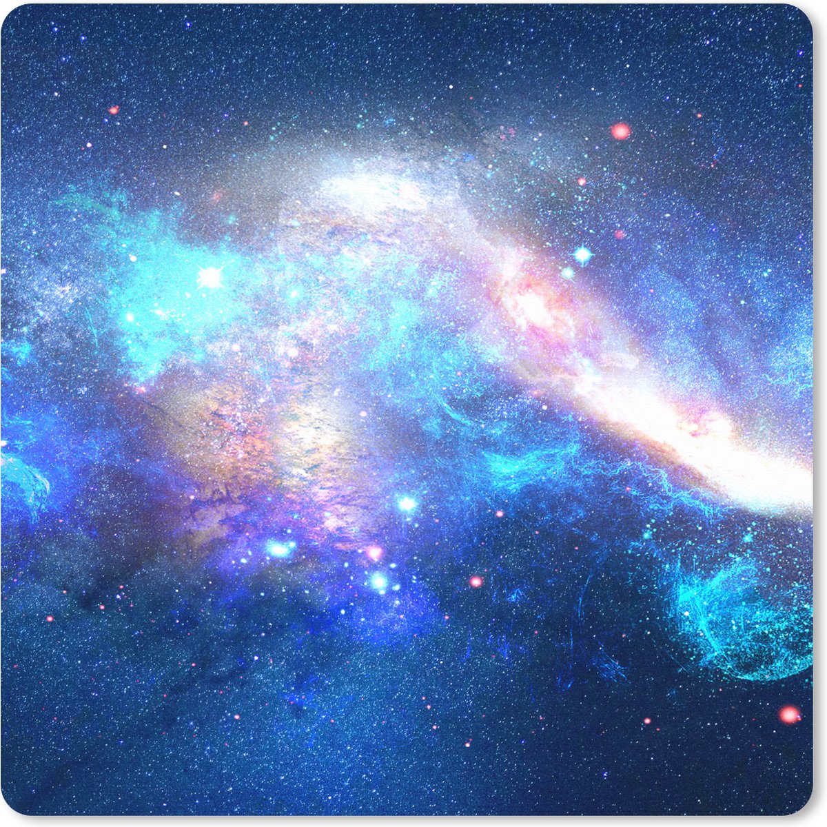 Muismat XXL 80x80 cm - Bureau onderlegger - Bureau mat Blauw - Sterren - Ruimte - Bureaumat - Gaming mousepad xl - Bureaulegger groot - Computer deskmat