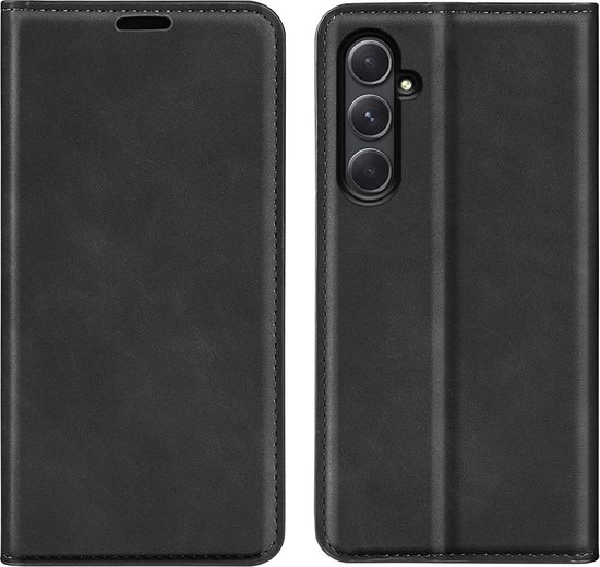 Samsung Galaxy A55 Hoesje - Luxe Wallet Bookcase (Magnetische Sluiting) - Zwart - GSM Hoesje - Telefoonhoesje Geschikt Voor: Samsung Galaxy A55 & A55 5G
