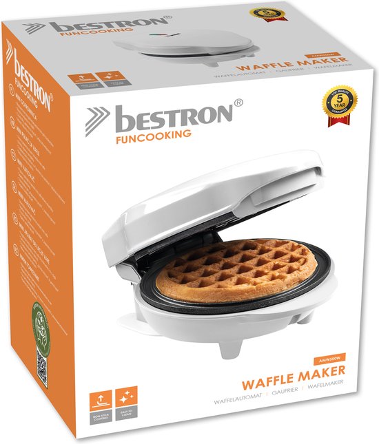 Cadeau Cuisine Noël Bestron Mini Gaufrier Édition Noël - Appareil à Gaufres Antiadhésif Rose - Cadeau Festif Parfait Appareil à Gaufres Mini