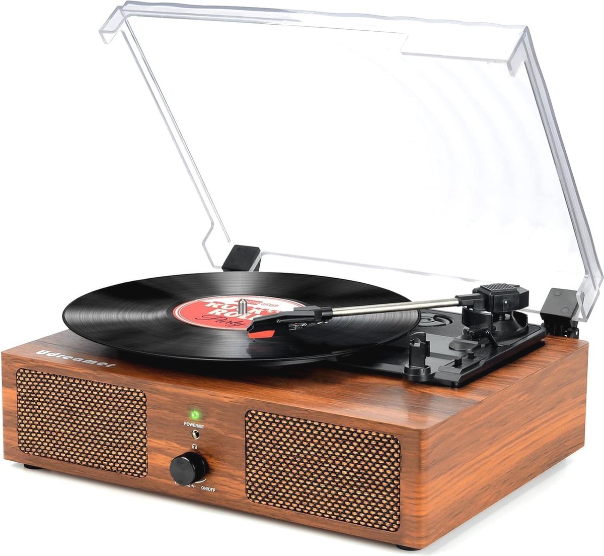 Vintage Platenspeler met Bluetooth en Geïntegreerde Luidsprekers - 3 Snelheden voor Optimaal Geluid
