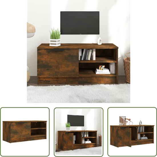 VidaXL - TV-meubel Met 1deuren 2 Vakken - Zwart - Bewerkt Hout 80x35x36 5cm