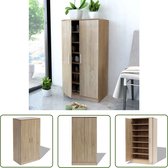 vidaXL Schoenenkast met spiegel 2-laags 63x17x67 cm hoogglans wit