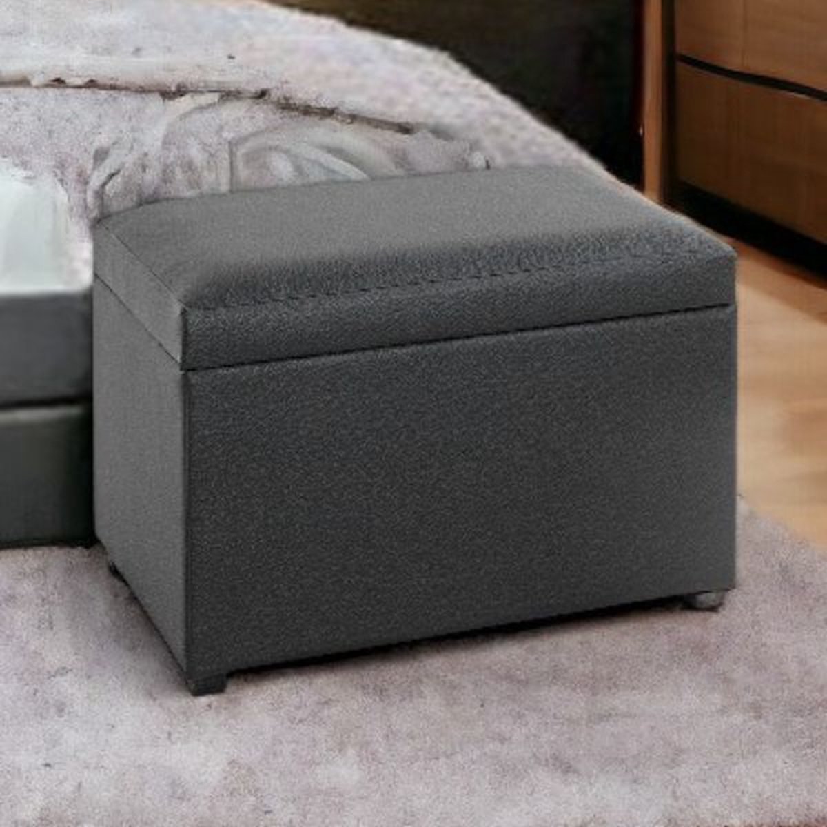 Opvouwbare Kist | 58 X 39 X 42 Cm | Antraciet - Haku - Dekenkisten - Antraciet - Kunstleer; MDF