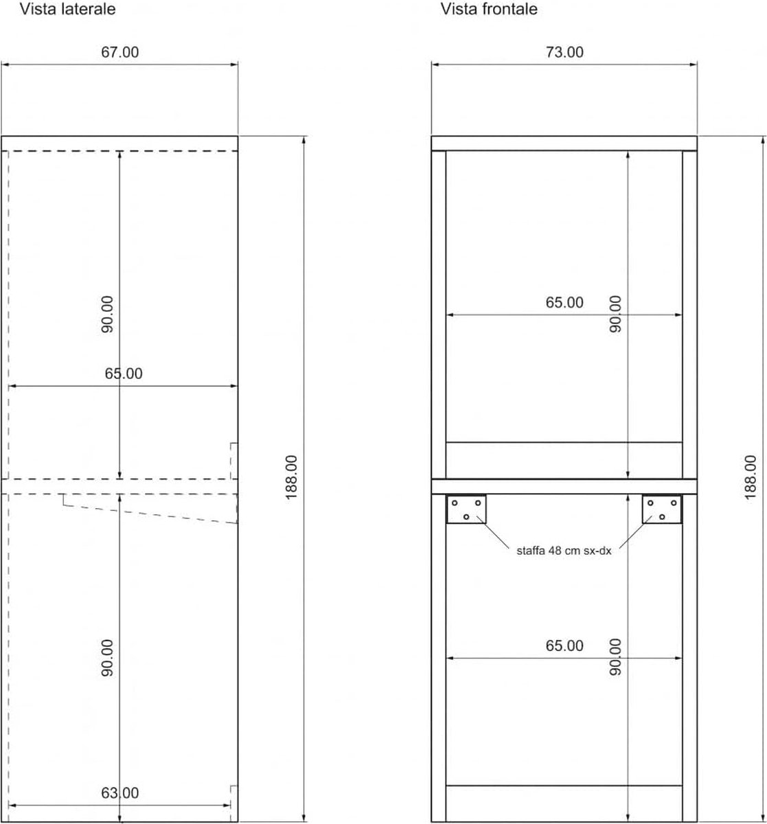 Wasmachinekast in eiken vintage, stijlvolle houtlook kast voor wasdroger en wasmachine