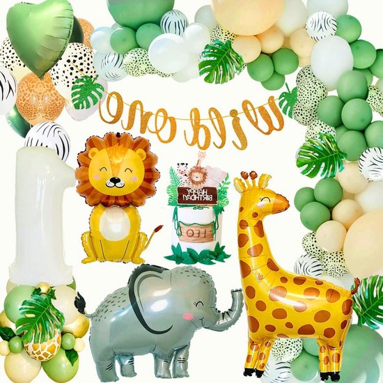 Ballon 1 An Décoration Anniversaire Wild One - Thème Jungle/Safari - Pour 1 An Garçon Ou Fille Ballon Jungle