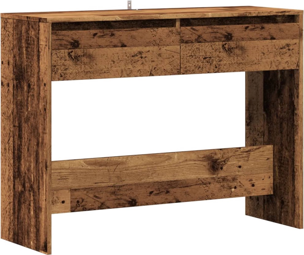 vidaXL Wandtafel - 100x35x76,5 - cm - bewerkt - hout - oud - houtkleurig Oud hout