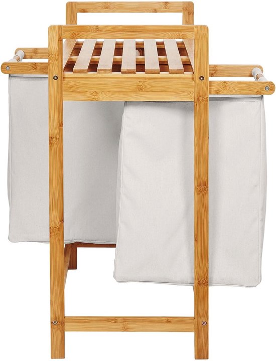 Lumaland Bamboe Wasmand met 2 uittrekbare waszakken | Afmeting ca. 73 cm hoogte x 64 cm breedte x 33 cm diepte, Kleur: Donkergrijs Lumaland Bamboe Wasmand met 2 uittrekbare waszakken | Afmeting ca. 73 cm hoogte x 64 cm breedte x 33 cm diepte, Kleur: Donkergrijs