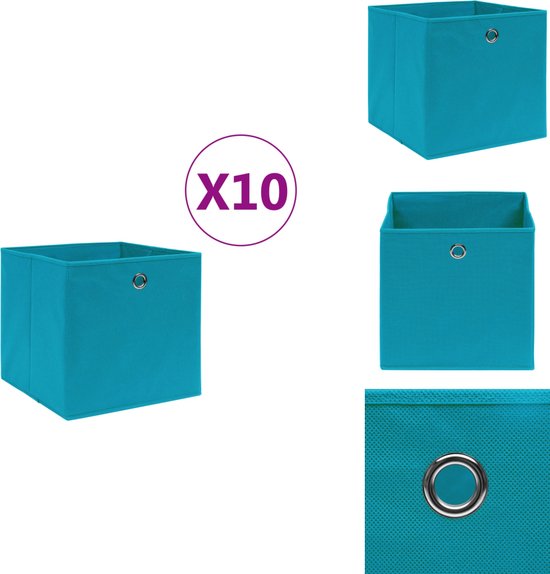 Boîtes de rangement vidaXL - 10 pièces - 28 x 28 x 28 cm - Blauw Bébé - Compartiments de rangement - Non tissé - Boîtes en Tissus