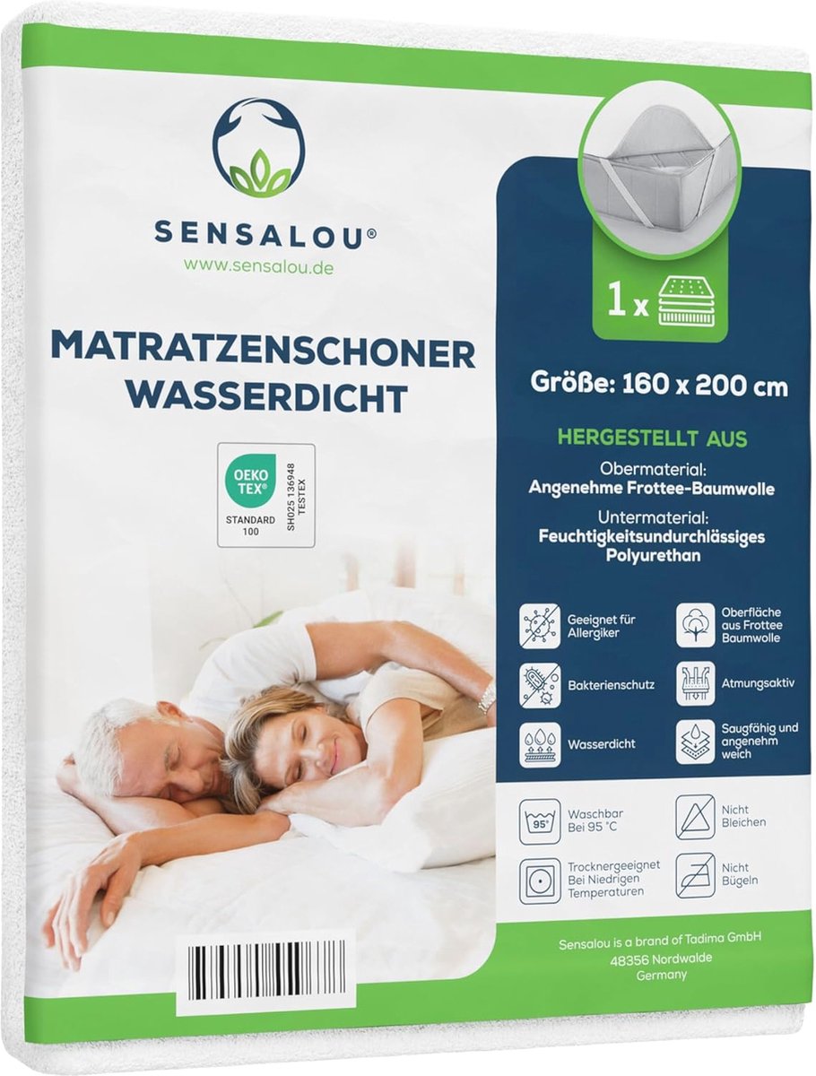 Waterdichte matrashoes 160 x 200 cm – ademend en wasmachinebestendig