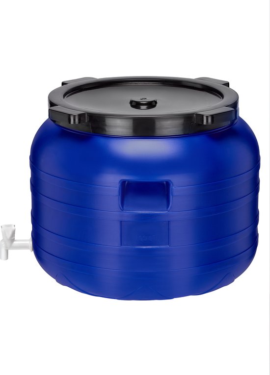 Garronda 100L Kunststof Trommel Met Deksel – Regenton met Kraan - Vat - HDPE - Voedselvat - Tuin Hobbock – Blauw - GD-STE-BarrelFR