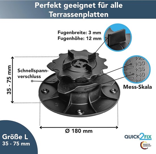 Cecaylie 20 stuks stellagers in hoogte verstelbaar, 30-60 mm stelpoten, terraslager, plaatlager terrasplaten voor terrasplanken, onderconstructie, WPC, verstelbare poten