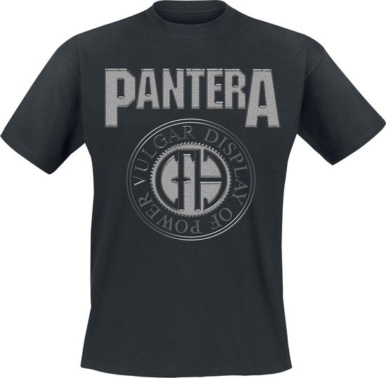 Zwart Pantera T-shirt met het "VULGAR DISPLAY OF POWER" logo op de borst.