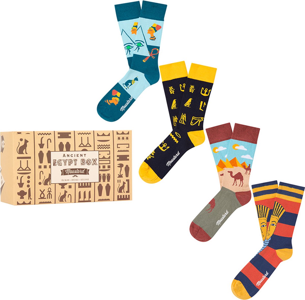 Moustard grappige sokken giftbox egypt unisex