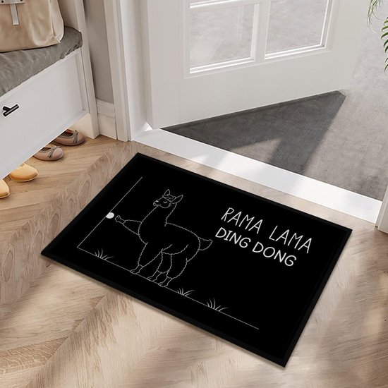OM3® Grappige deurmat met spreuk | Rama Lama Ding Dong Alpaca - voor binnen | antislip & wasbaar | 60 x 40 cm