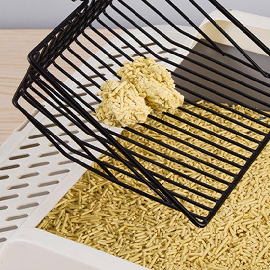 Kattenbakschep, kattenbakschep van roestvrij staal, duurzame metalen kattenbakschep, metalen kattenschep, nauwkeurige filtering, naar beneden schep, comfortabele handgreep
