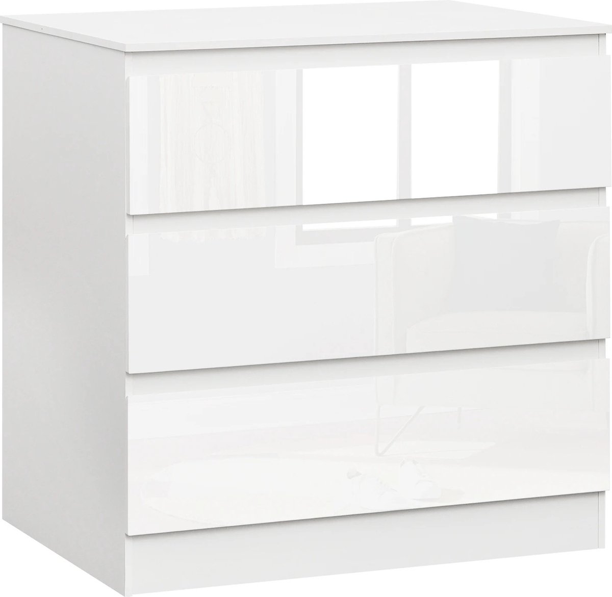 Roxana® Kast - 3 Laden - Wit - Opbergkast - Slaapkamer - 80x48x78 Cm - Modern - 24,5 Kg - Hout - Spaanplaat