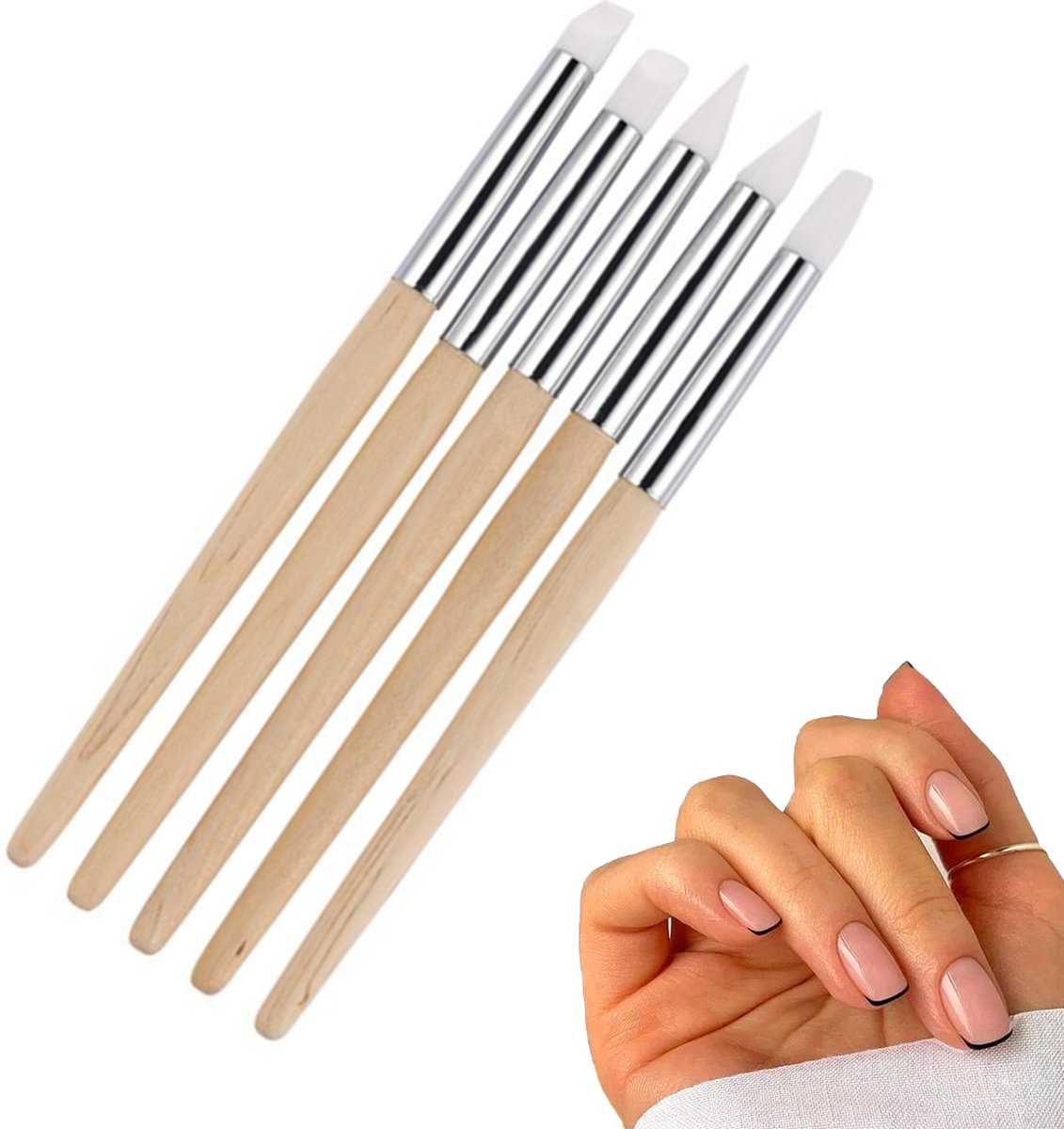 Goedkoopste 5 Stuks Nail Art Set - Nagel Pen - Nails Accessoire - Nail Art Pen Kit - Nagelversiering - Siliconen hoofdborstel - Manicure gereedschap - LOUZIR