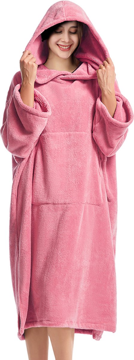 Bovista Omkleed Handdoek - Surf Poncho - Volwassenen - Dames & Heren - Zacht - Roze