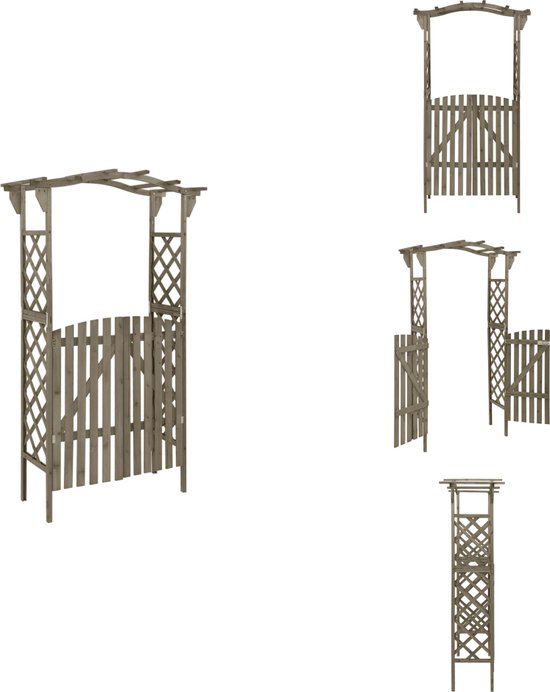Pergola En Bois Sapin Massif VidaXL 116x40x204cm Avec Portail - Arche Jardin Décoration Extérieur