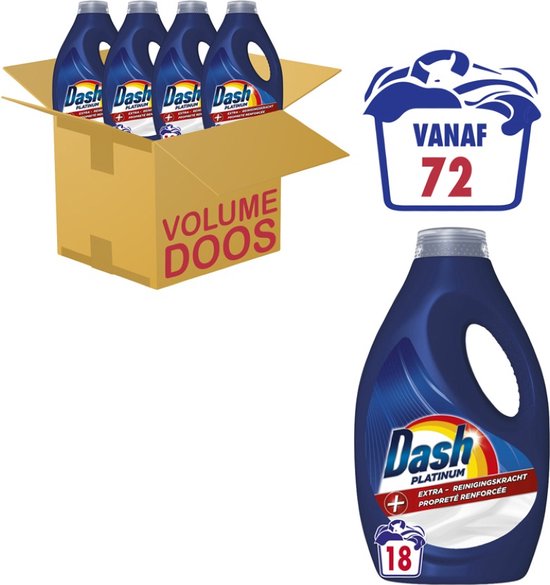 Dash Platinum - Détergent liquide - avec un pouvoir nettoyant supplémentaire - 4 x 18 lavages Value pack