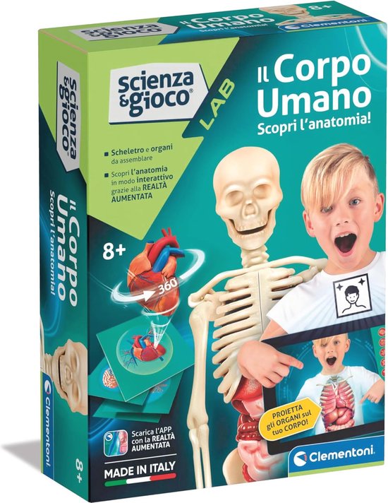 Wetenschappelijk spel over het menselijk lichaam - Anatomie model skelet en organen met Augmented Reality