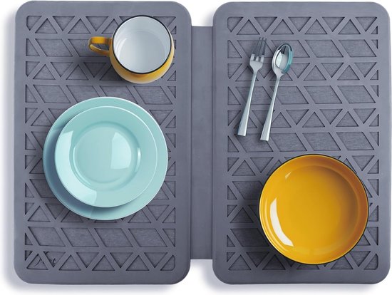 Afdruipmat voor servies, van diatomeeënaarde, waterabsorberend, 60 x 40 cm, afdruipmat van diatomeeënaarde, hittebestendig, sneldrogend voor de keuken ( 60 x 40 cm
