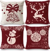 Lot De 4 Housses De Coussin Noël 45,7 X 45,7 Cm - Motifs 3D Bonhomme De Neige - Déco Hiver Salon